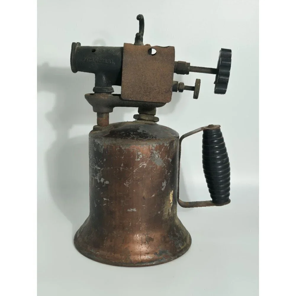 Vintage The Turner Brass Works Sycamore Ill Copper Blow Torch With Black Handle